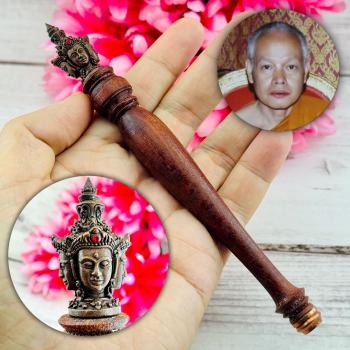 Wand Baton 4face God Praphom Rich Fortune Maha Surasak Be2560 Thai Amulet #16140